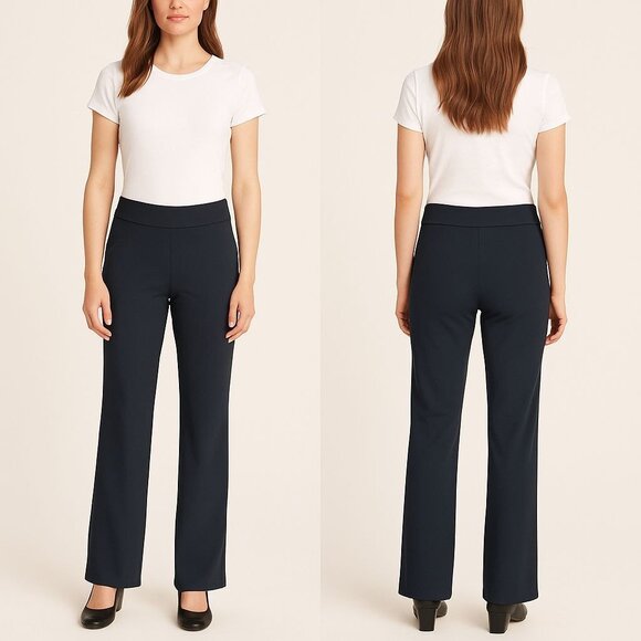 Roz & Ali Womens Black Straight-Leg Stretch Pants Pull On Size 8 Business Casual - Picture 1 of 14